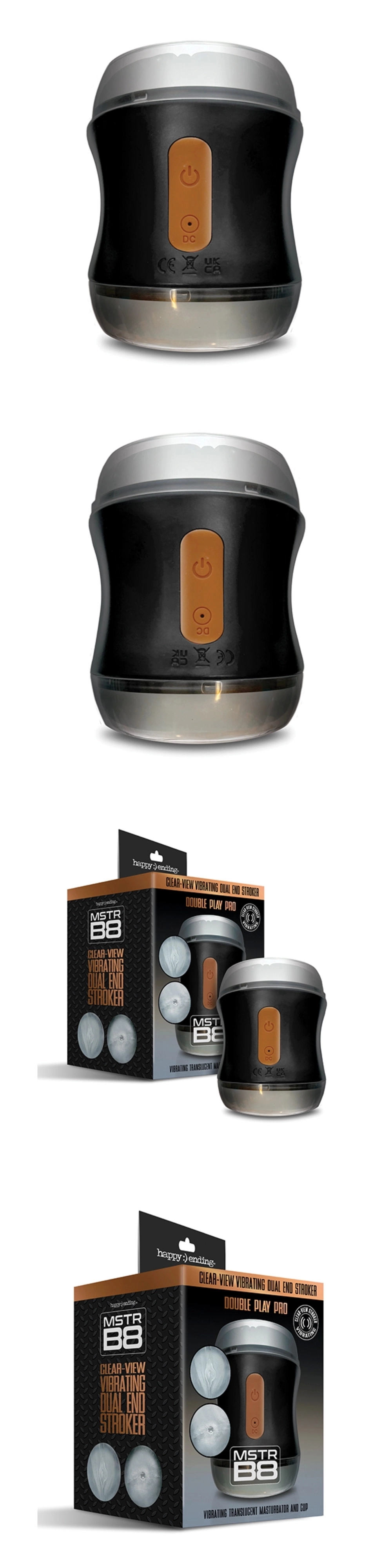 global novelties mstr b8 double play pro vibrating dual end stroker with clear view design