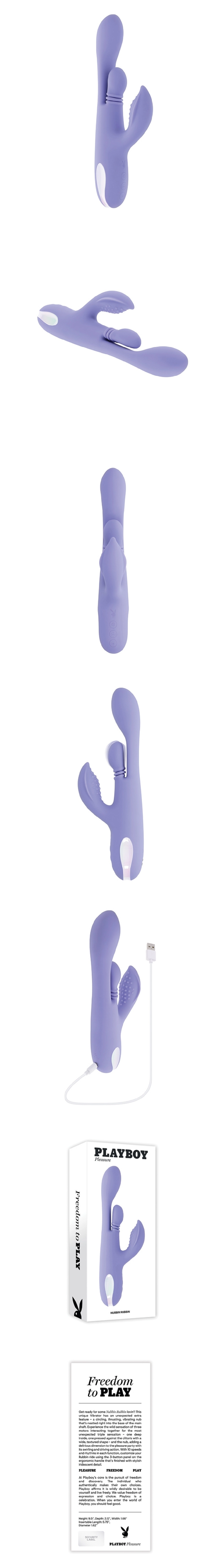 playboy pleasures nubbin rubbin lilac triple stimulator vibrator for g-spot and clitoral stimulation