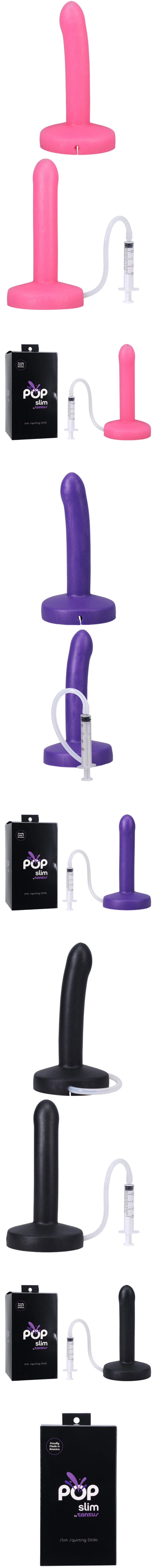 tantus pop slim squirting dildo harness compatible beginner silicone toy