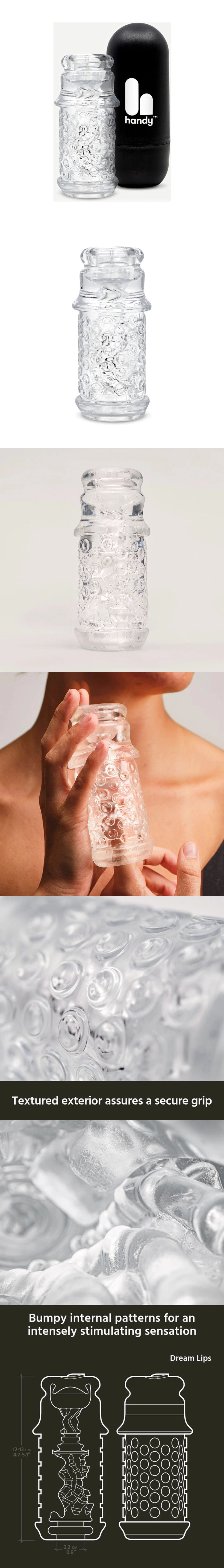 the handy lips sleeve male masturbator with oral texture and suction design