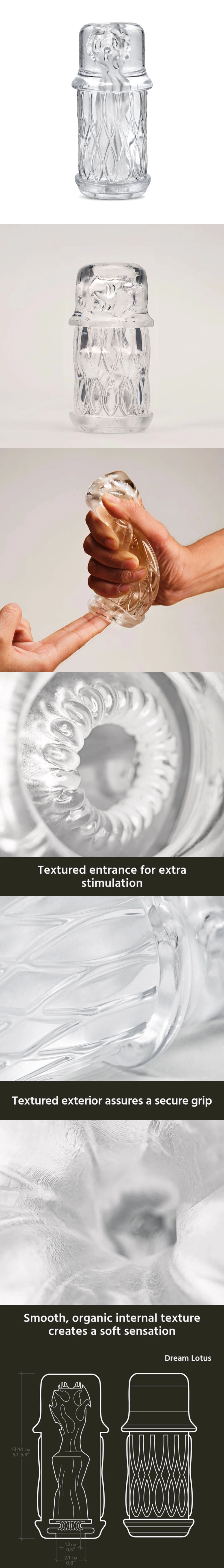 the handy lotus sleeve male masturbator textured interior sleeve
