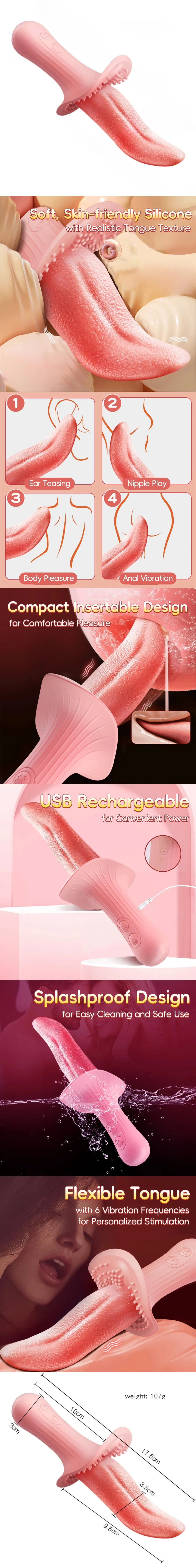 venusfun tongue vibrator for women with clitoral stimulation and 6 licking vibration modes