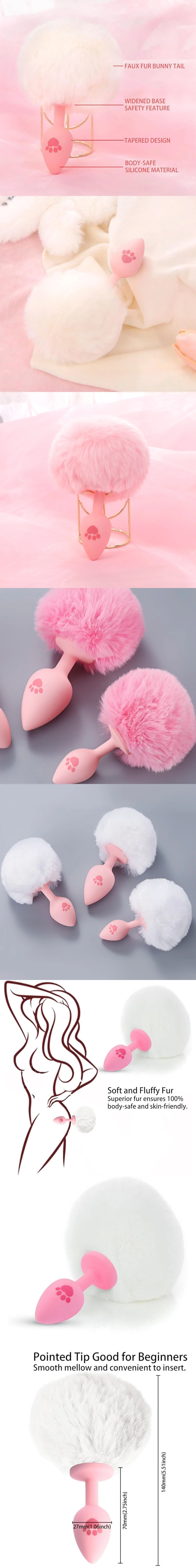 venusfun cat paw tail silicone anal plug with soft plush tail for bdsm and role play