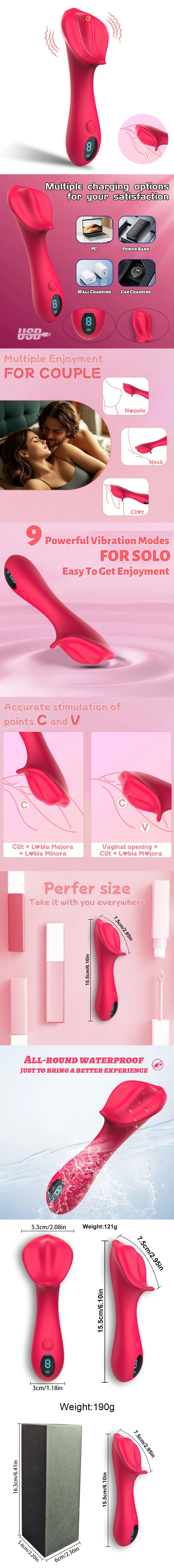 venusfun clitoral vibrator waterproof silicone stimulator 9 modes for intense orgasms