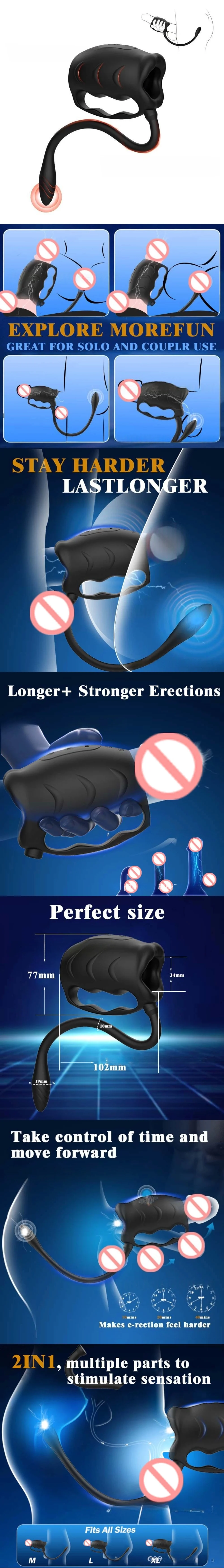 lipjoy penis trainer combining cock ring and anal prostate massager for male stamina training