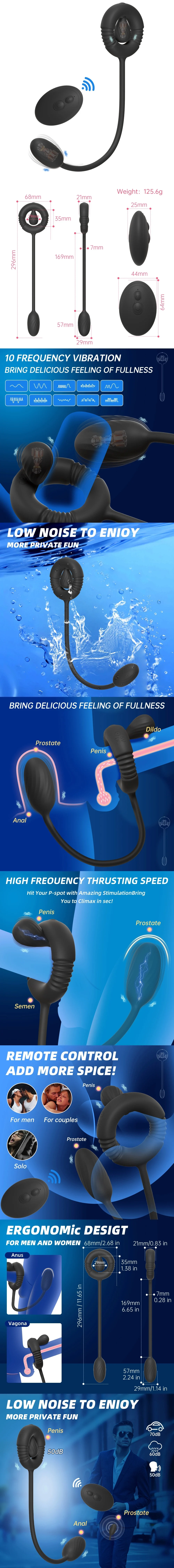 proride prostate massager vibrating anal plug cock ring combo