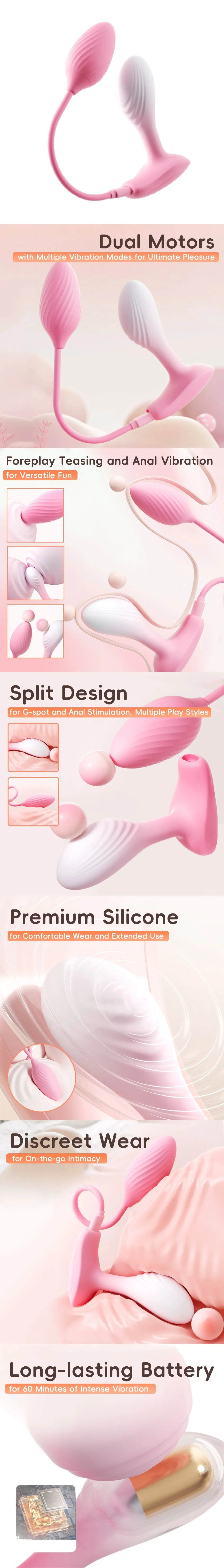  App Controlled Egg Vibrators Dual Motor G-spot and Anal Stimulator for Couples