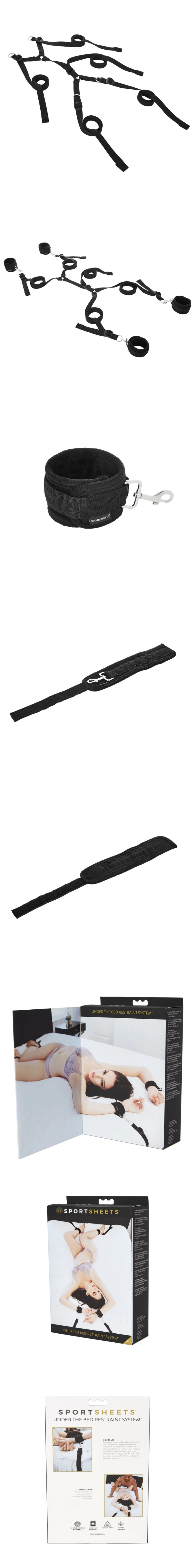 sportsheets black adjustable under the bed bondage system with cuffs