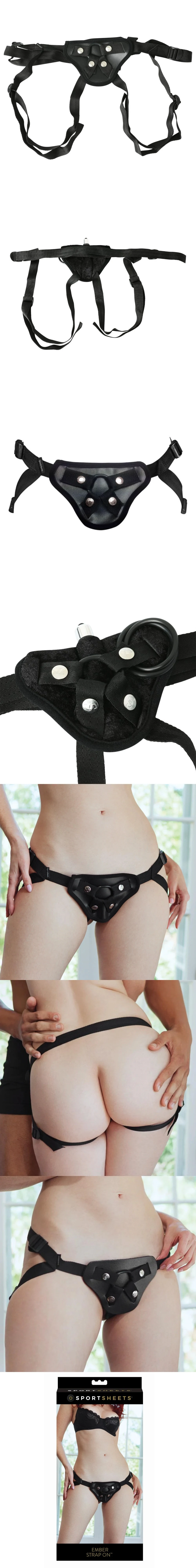 sportsheets ember LGBT strap-on harness black adjustable for couples beginners