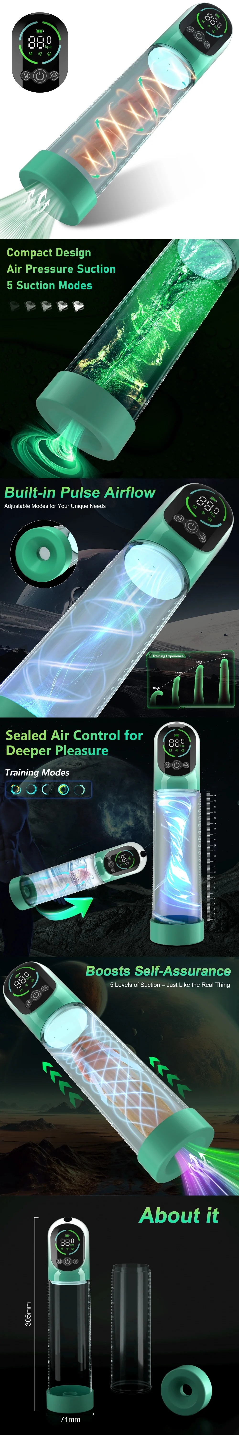 venusfun penis pump masturbator with adjustable suction levels and hydro therapy function
