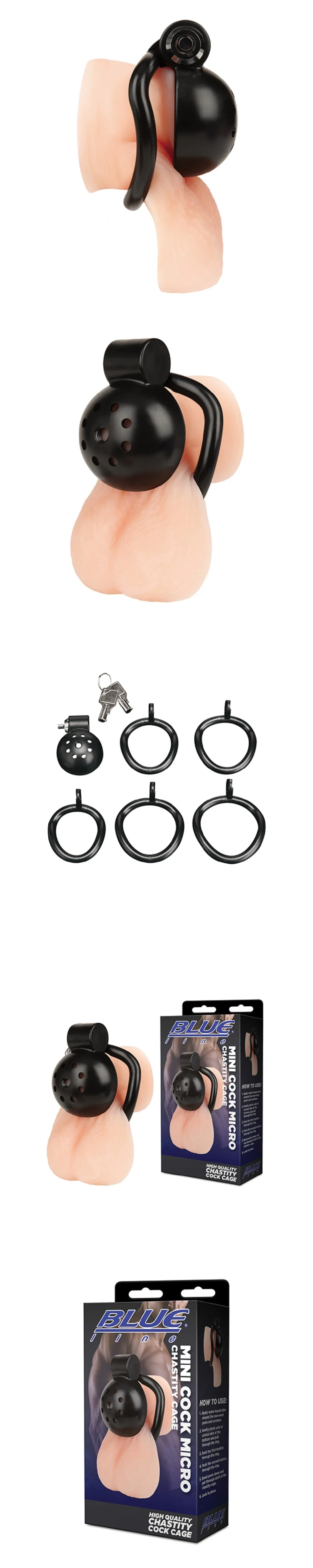 blue line mini cock micro chastity device safe discreet lightweight beginner male bdsm toy