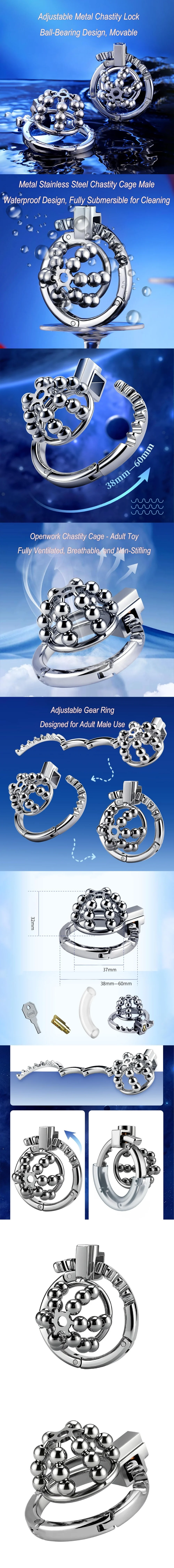 venusfun stainless steel male chastity device penis cage adjustable ring bdsm bondage lock full coverage