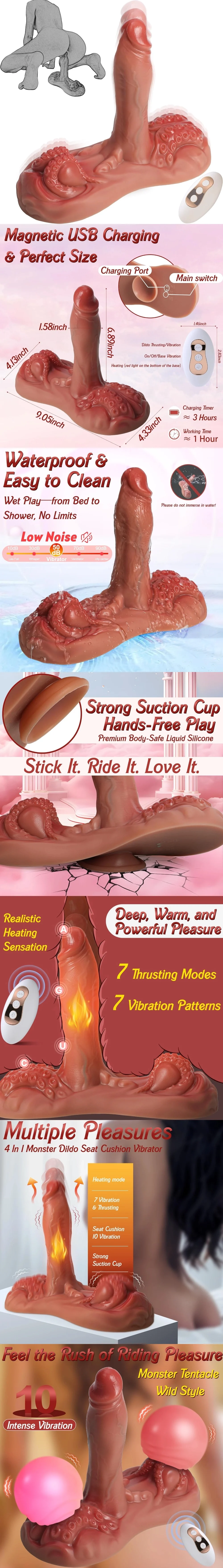 venusfun 4 in 1 sit and ride dildo vibrator heated suction cup g spot anal dual pleasure