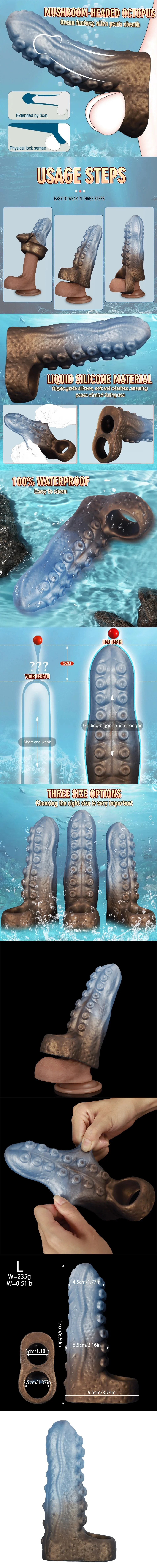 venusfun hollow octopus penis sleeve silicone masturbator 3cm boost penis ring