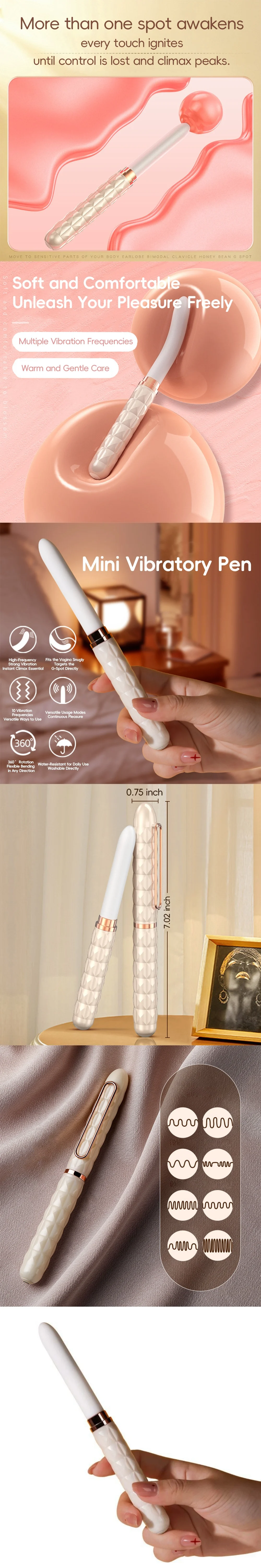venusfun pen style g spot vibrator portable discreet av wand with powerful pulses for women