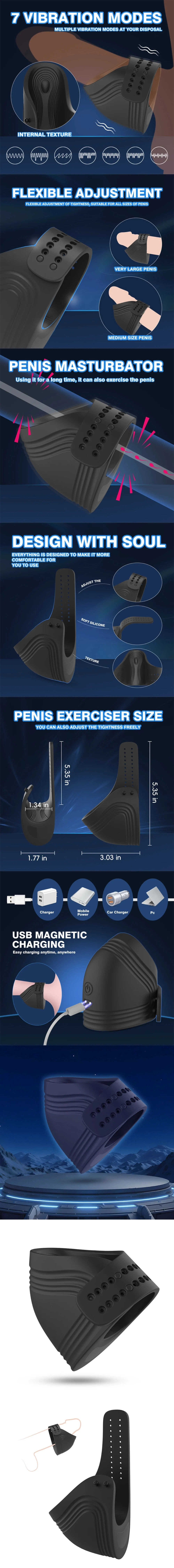 venusfun vibrating adjustable silicone penis exerciser cock ring for male training
