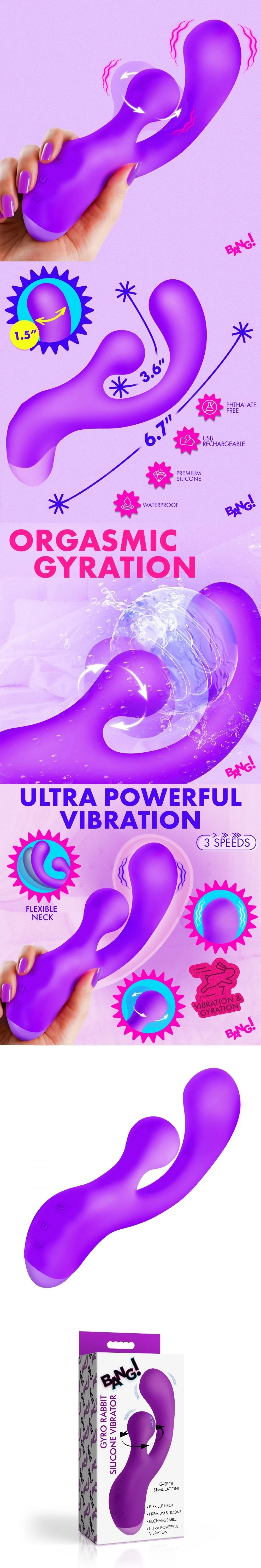 xr brands gyro rabbit silicone vibrator dual stimulation g spot and clitoral toy for beginners