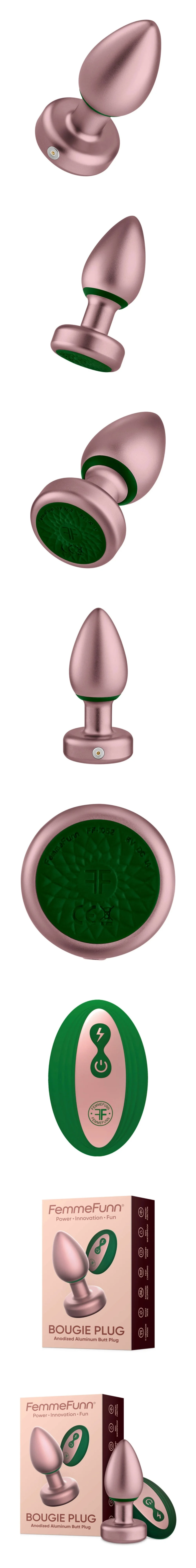 femme funn bougie plug rose gold vibrating anal toys flared base wireless remote