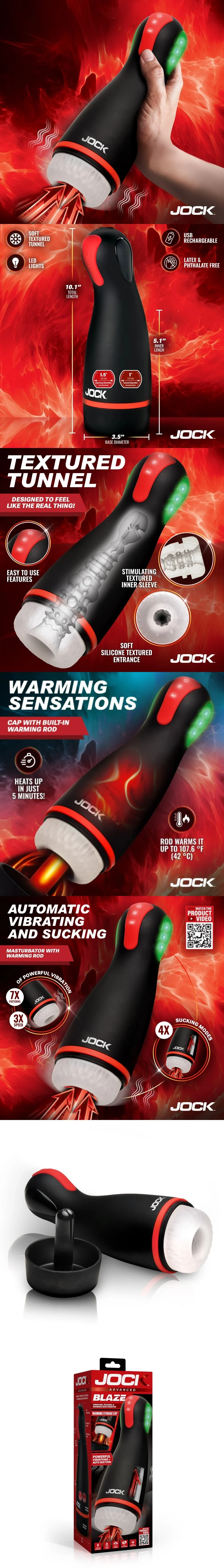jock blaze vibrating sucking heated multi mode male masturbator tpe stroker