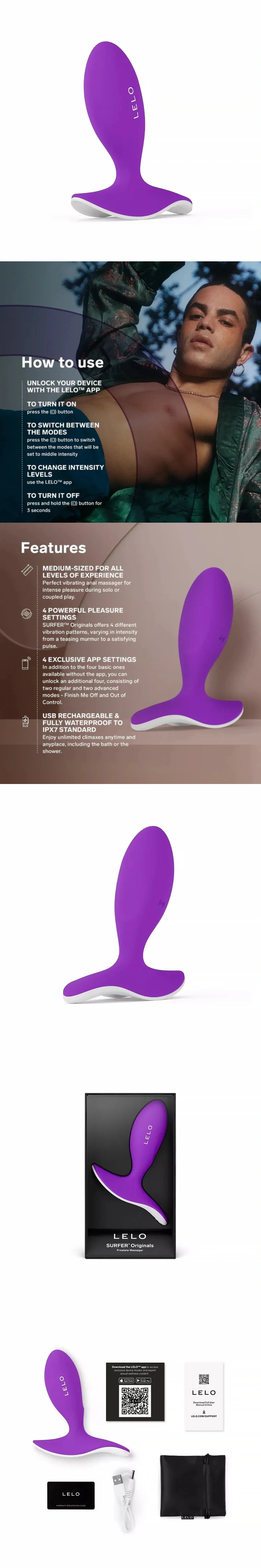 lelo surfer originals app controlled prostate massager vibrating anal toys