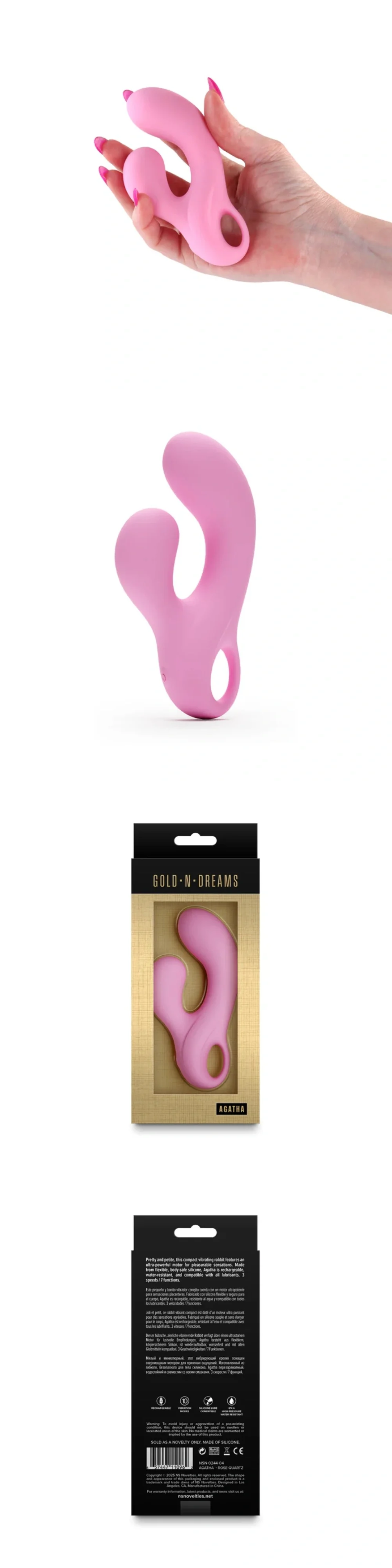 ns novelties agatha mini rabbit vibrators silky smooth silicone