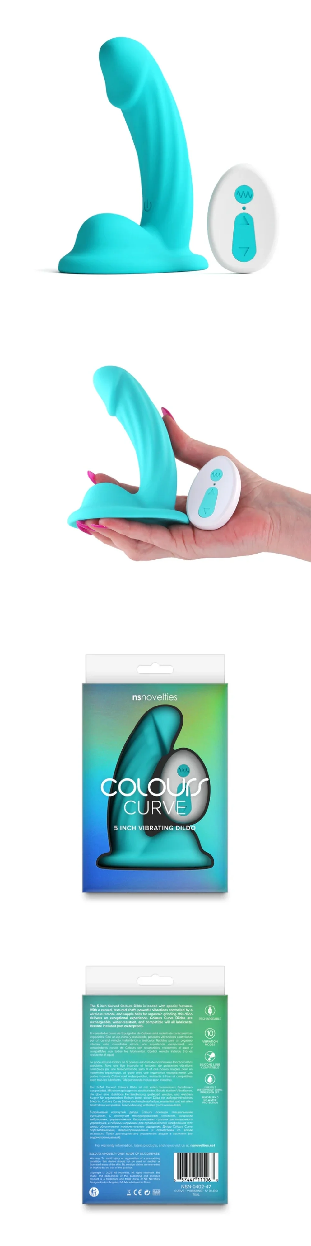 ns novelties colours curve 5 inch vibrating dildo with remote control silicone toy for women