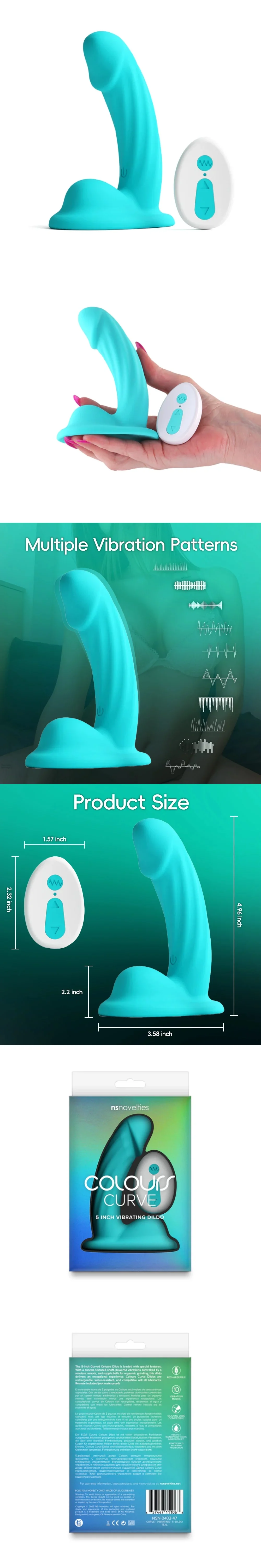 ns novelties colours curve 5 inch vibrating dildo with remote control silicone toy for women