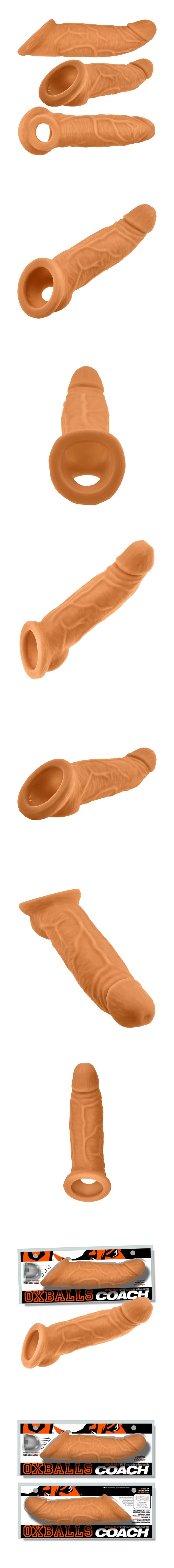 oxballs coach cocksheath skinz peachy veiny penis extender sleeve with custom fit base for men