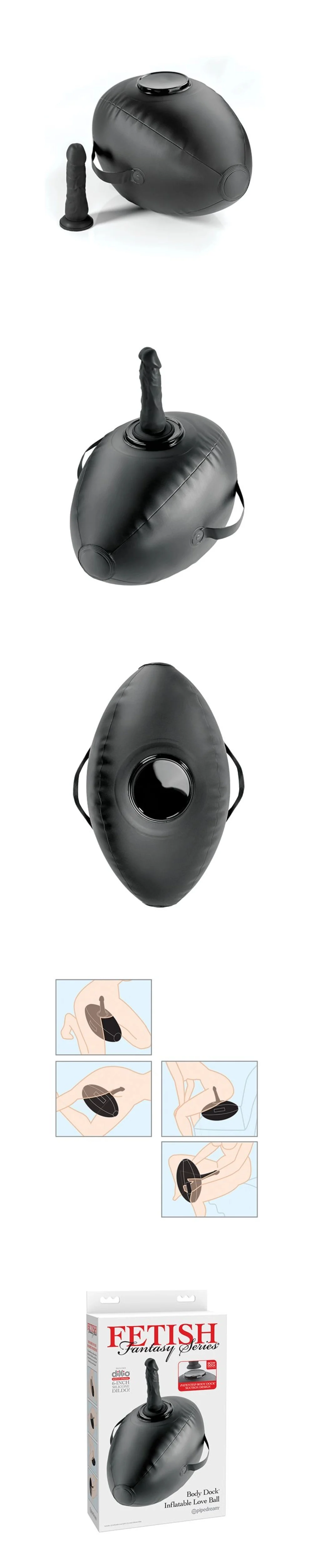 pipedream fetish fantasy series body dock inflatable love ball black dildos for bdsm