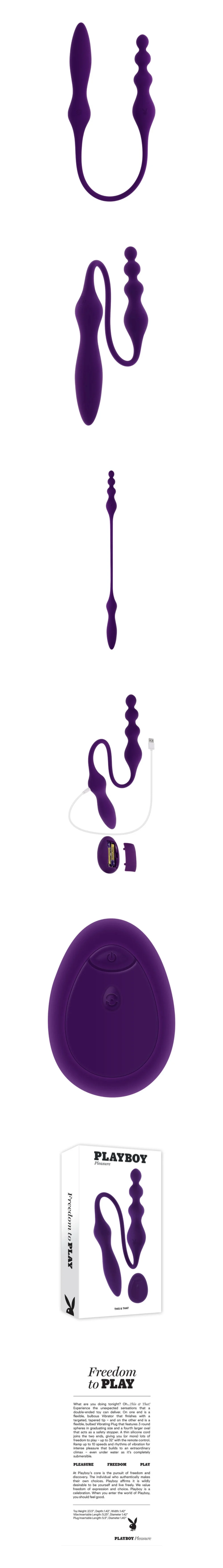 playboy this that acai dual ended vibrator remote control flexible silicone for deep play