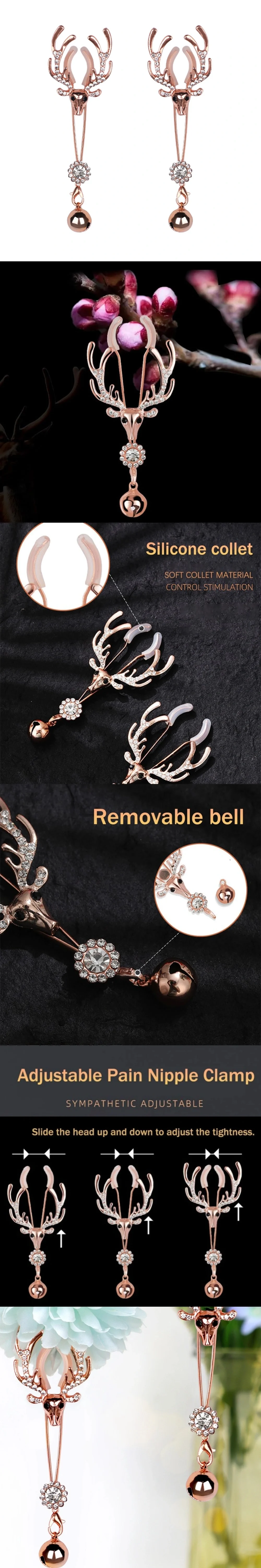 venusfun adjustable deer head nipple clamps metal breast clips sm fetish toys for couples