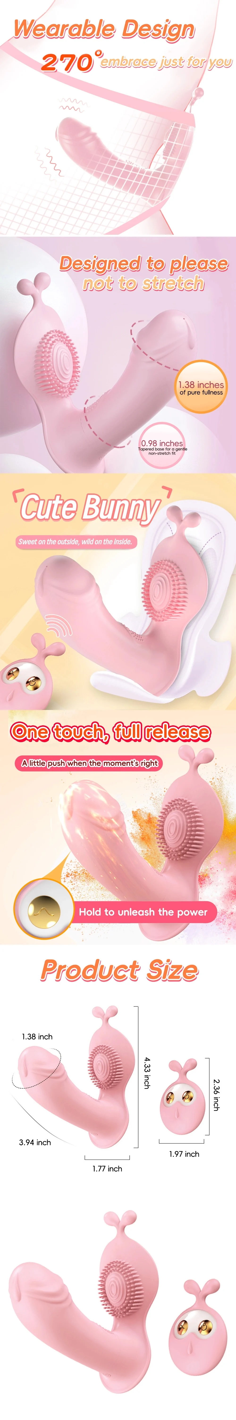 venusfun bunny wearable egg vibrator licking tongue dual motor clitoral stimulator for women
