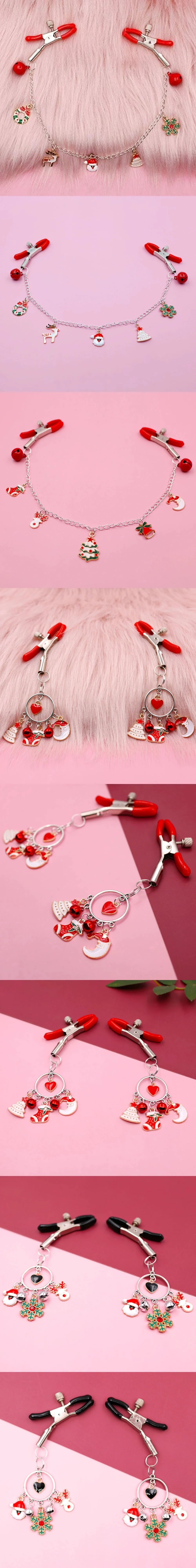 venusfun christmas heart bell nipple clips adjustable non piercing breast toy set