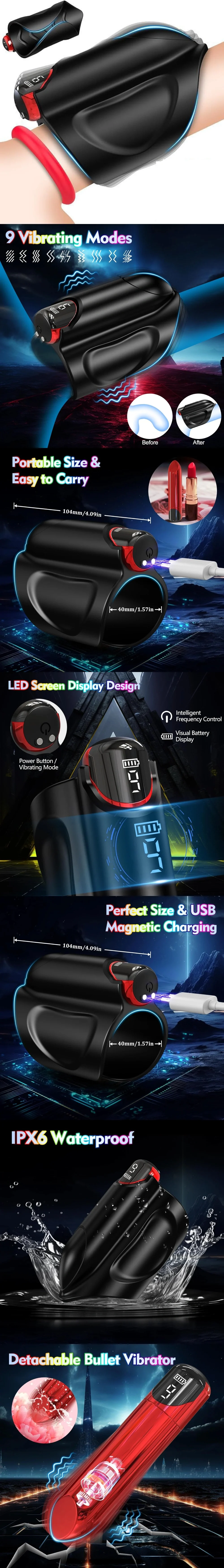 venusfun cock rings penis trainer bullet vibrator 9 modes masturbator adult sex toys for men