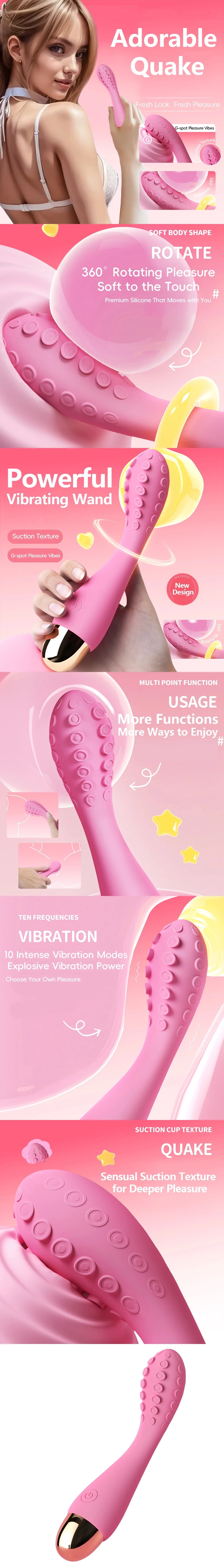 venusfun octopus suction cup g-spot vibrator mini av wand silicone clitoral massager for women