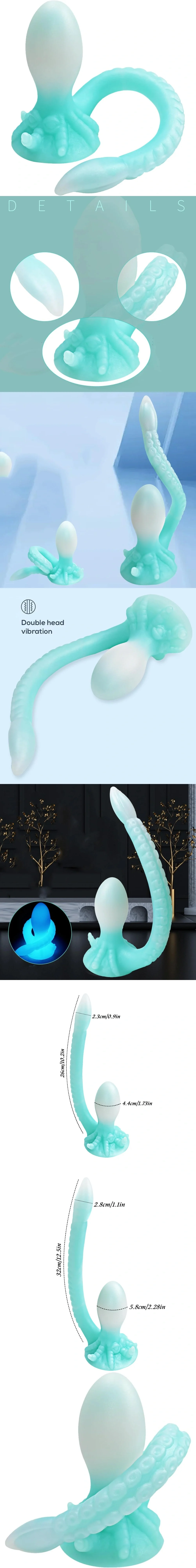 venusfun 2 in 1 tentacle shape luminous octopus anal plug with big suction cup