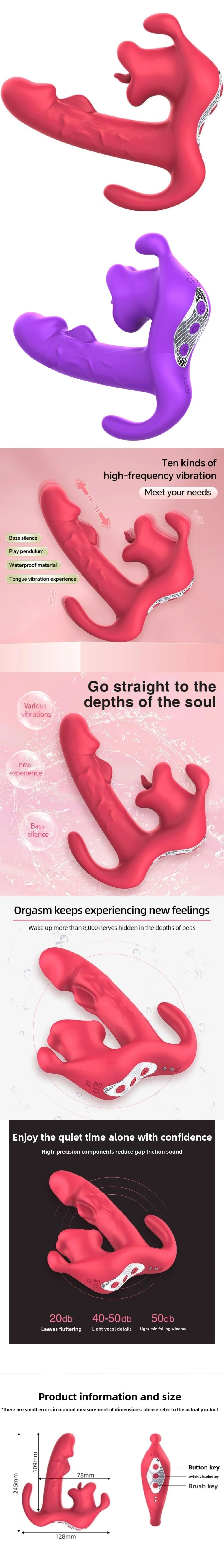 venusfun triple point wearable panty vibrator 10 mode g spot clitoral anal toy for women