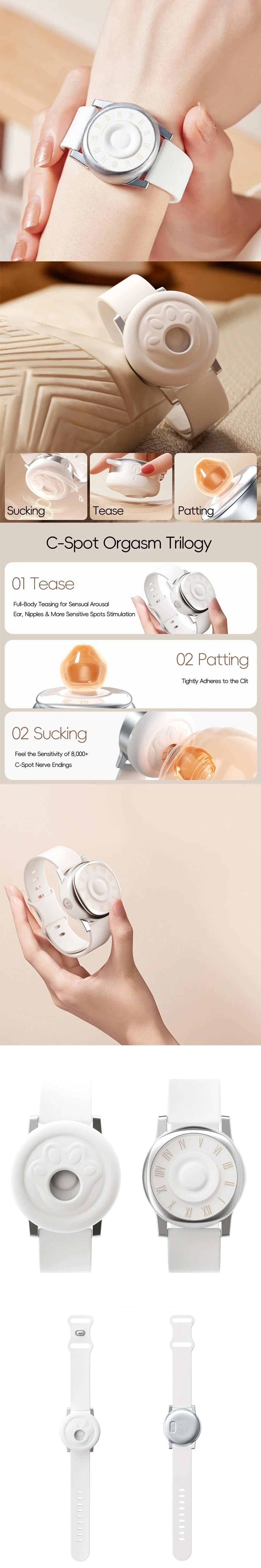 venusfun time kiss dual action clitoral sucker vibrator with discreet watch design