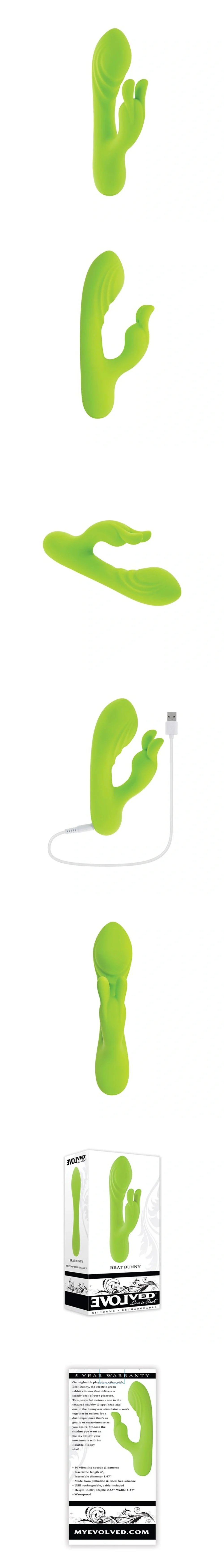 evolved brat bunny silicone rabbit vibrator women dual motors g spot stimulator flexible shaft