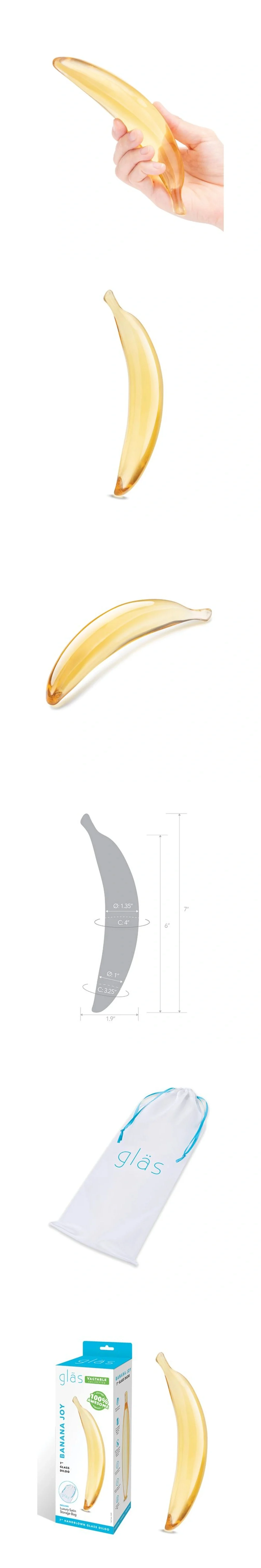 glas banana glass dildo handblown smooth curved design beginner friendly