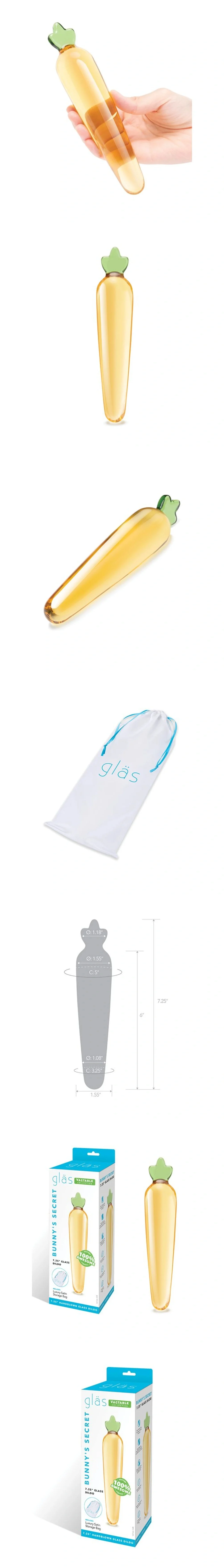 glas bunny's secret glass dildo 7.25 inch women handblown tapered tip easy clean