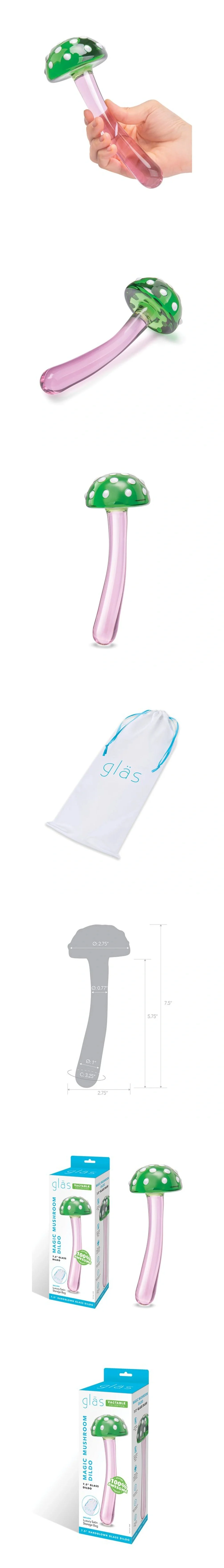 glas magic mushroom glass dildo handblown 7.5 inch beginner friendly durable hypoallergenic