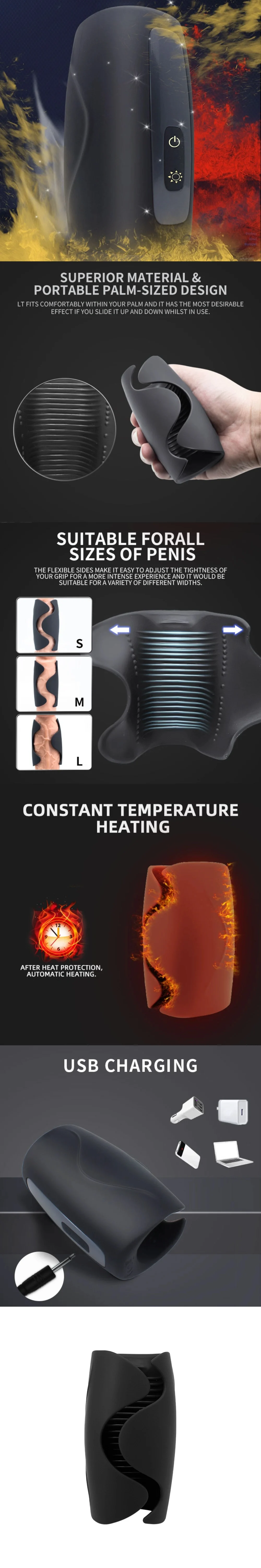 venusfun electric male prostate massager masturbator 10 vibration modes heating