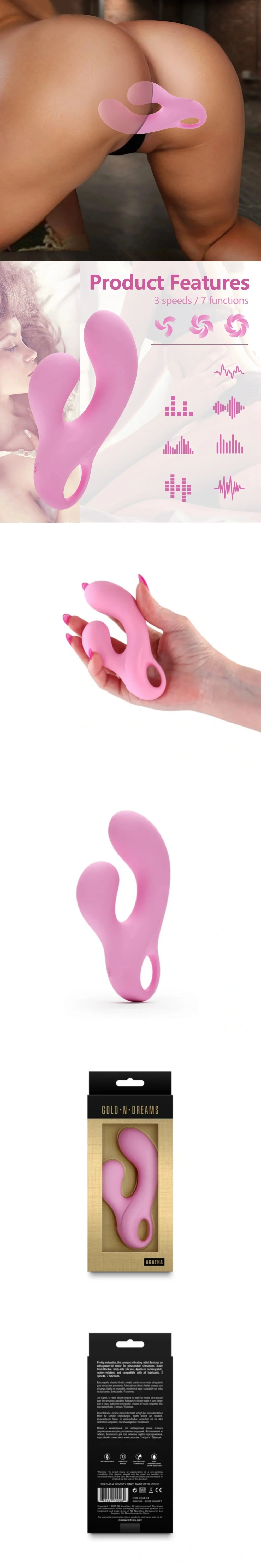 ns novelties gold-n-dreams agatha mini rabbit vibrator silky smooth for women