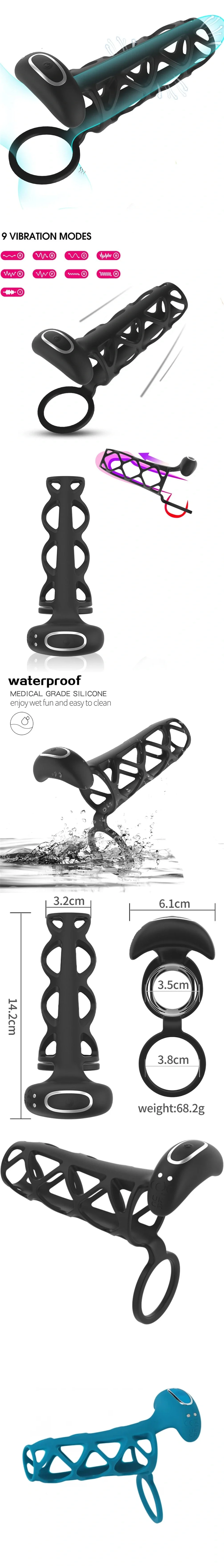 shots levelz silicone cock and ball sleeve vibrating male enhancer