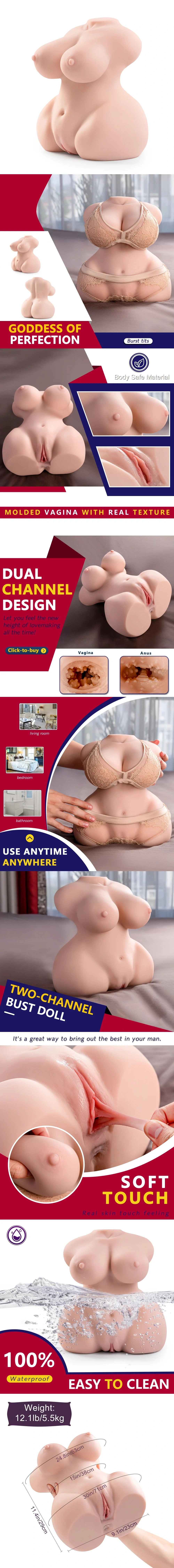 3 in 1 hand grip torso sex doll lifelike tpr torso for men