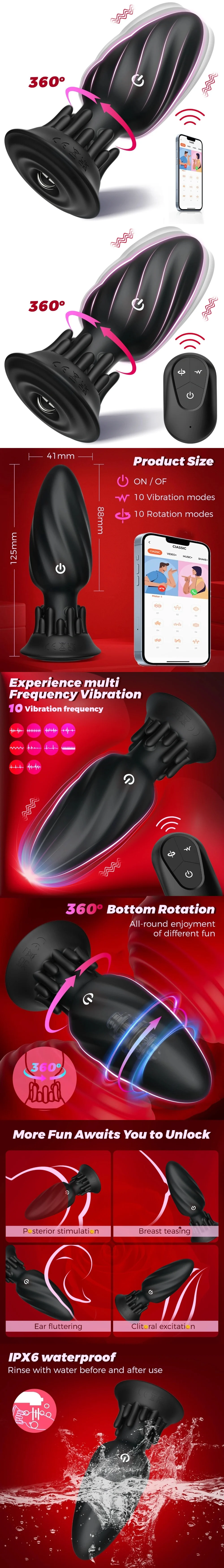venusfun 360 remote control anal vibrator with app mode prostate massager