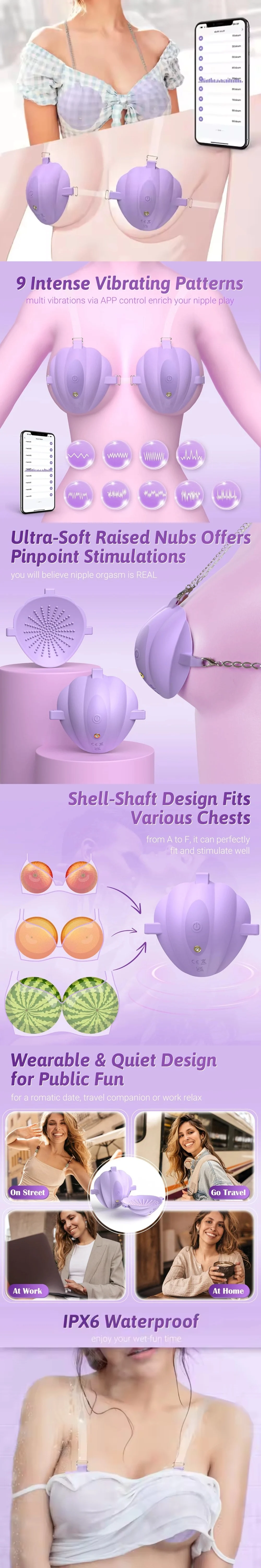 venusfun wearable nipple vibrator for women ultra soft silicone pinpoint sensations multi speed