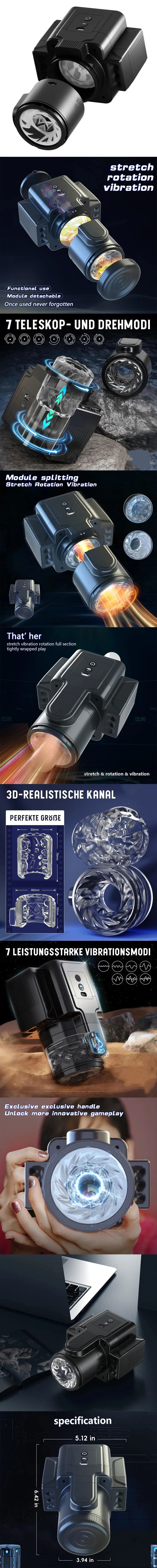 venusfun camera style split electric male masturbator telescopic rotating vibration cup for men