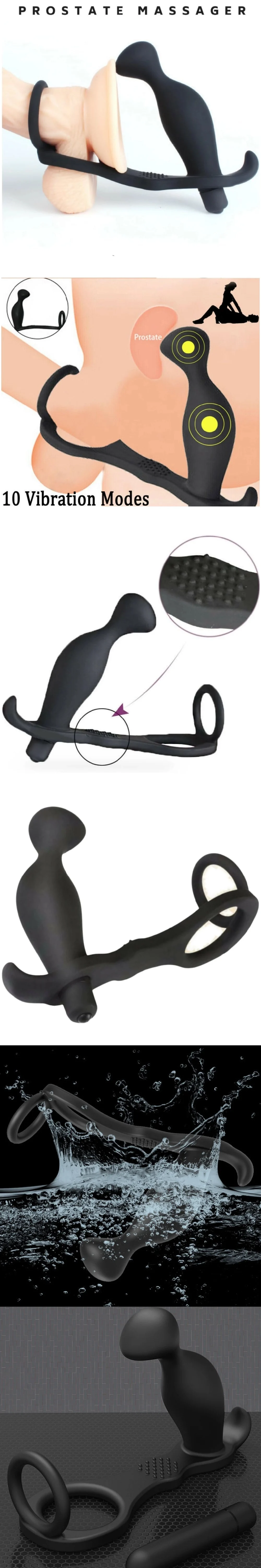 venusfun gay male insertable vibrating anal plug prostate massager cock ring for couples